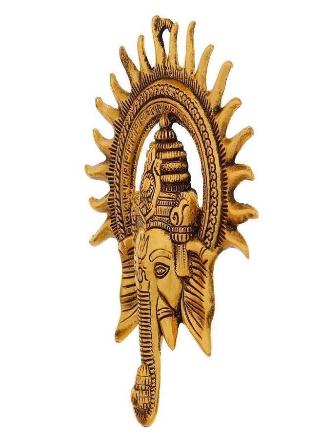 CHHARIYA CRAFTS Metal Ganesh Wall Hanging for Wall Decor Festival Home Decor Pooja Room Temple Gift for Family,Friends, Housewarming Showpieces- 22 cm (Golden) - Image 4